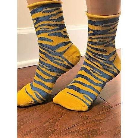 Sierra Socks Zebra Pattern Hi Anklet Casual Cotton Women's 2 Pair Pack - Renee Lane Company