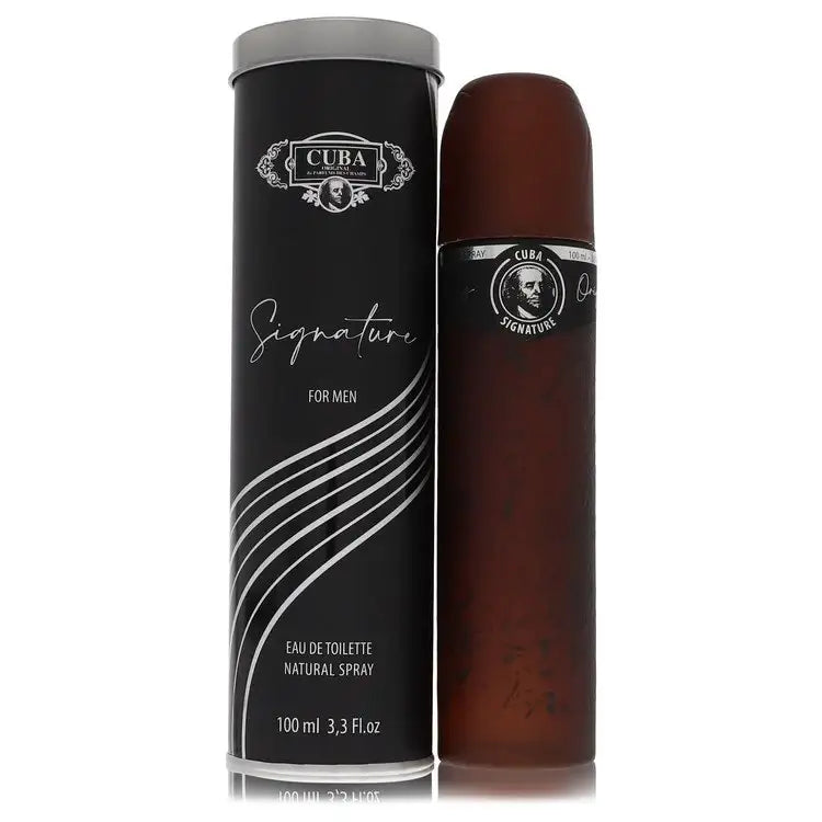 Men's eau de toilette spray set with black tube box and brown glass bottle