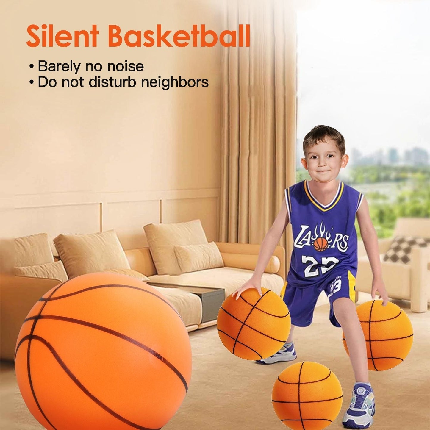 Silent Basketball Foam Bouncing Silent Basketball Uncoated High Density Foam Ball Indoor Low Noise Training Ball - Renee Lane Company