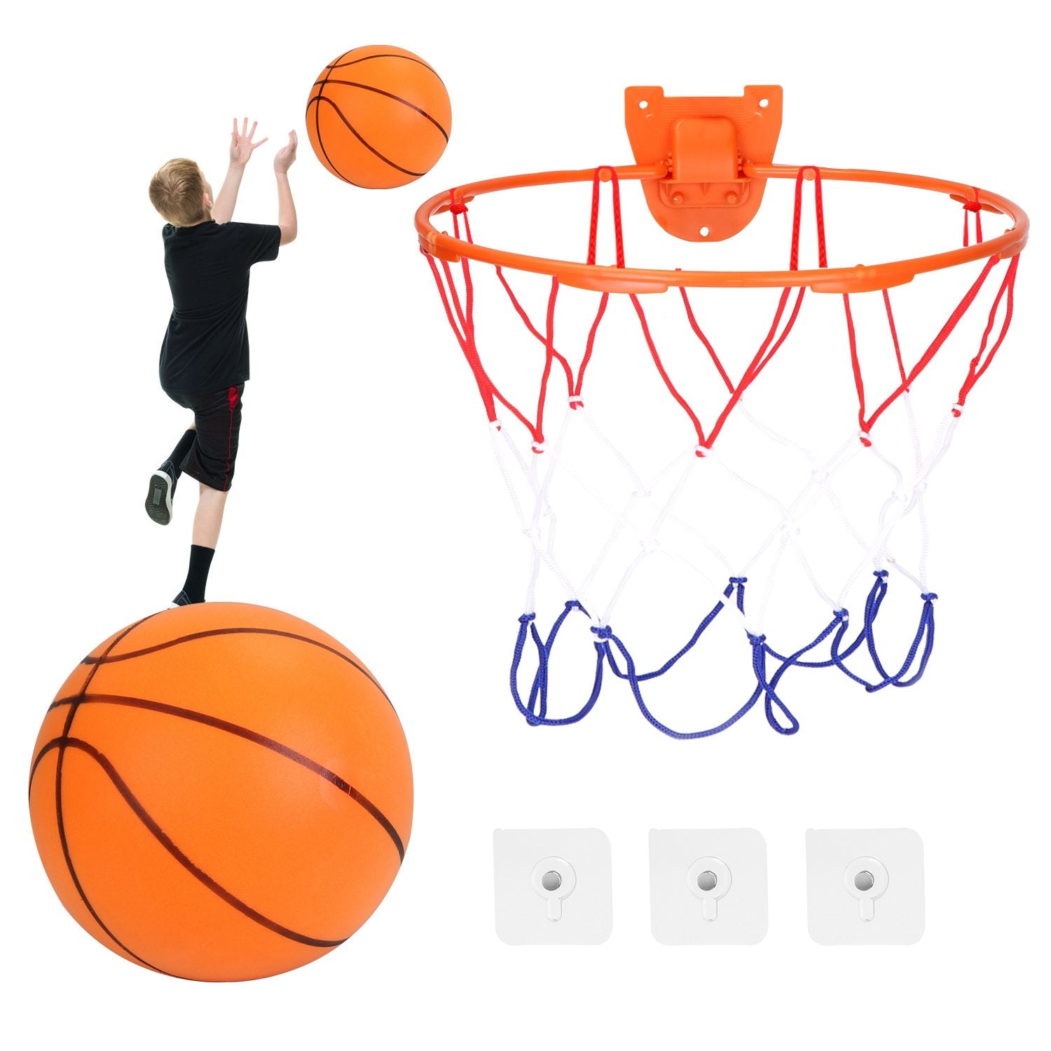 Silent Basketball with Ball Hoop Foam Bouncing Silent Basketball Uncoated High Density Foam Ball Indoor Low Noise Training Ball - Renee Lane Company