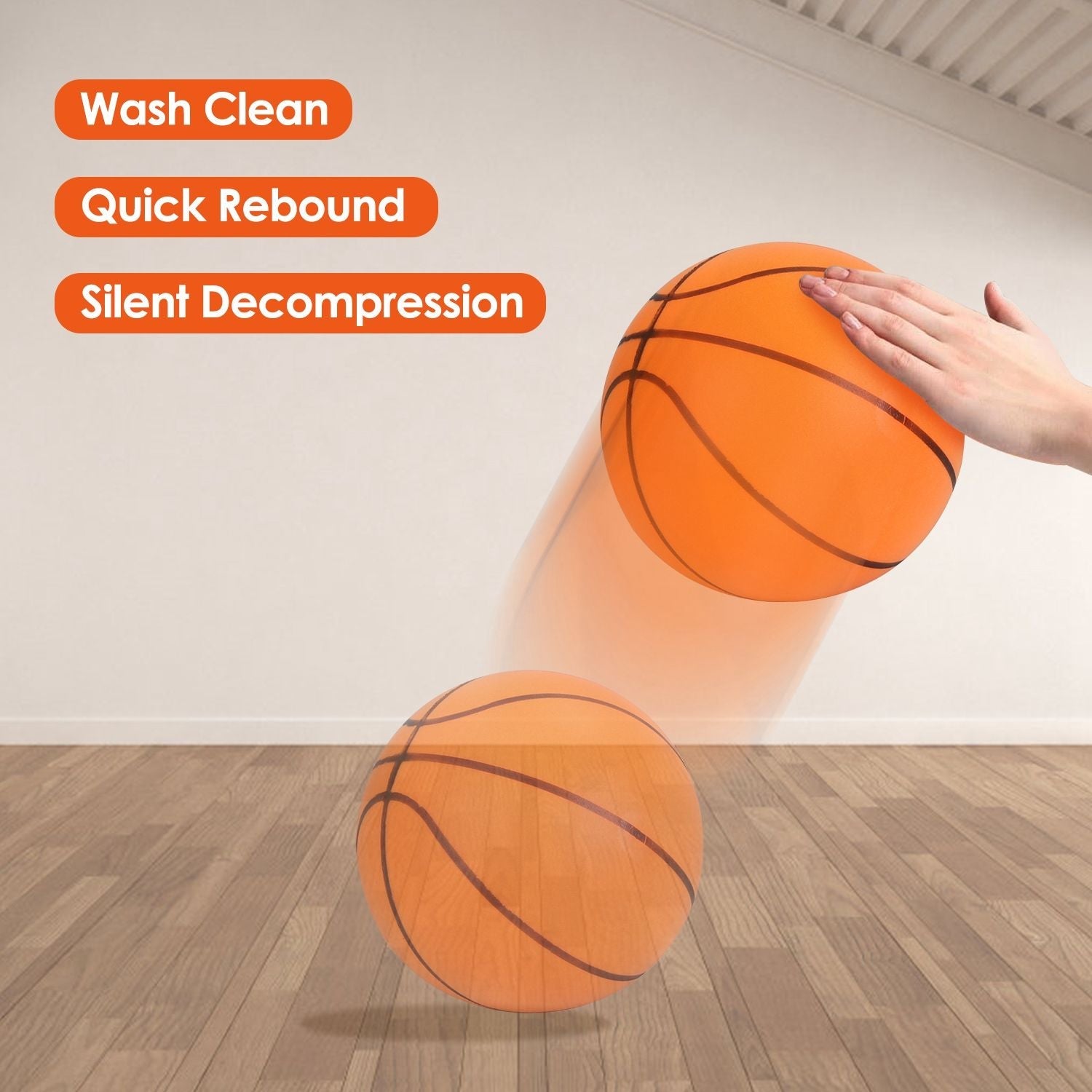 Silent Basketball with Ball Hoop Foam Bouncing Silent Basketball Uncoated High Density Foam Ball Indoor Low Noise Training Ball - Renee Lane Company