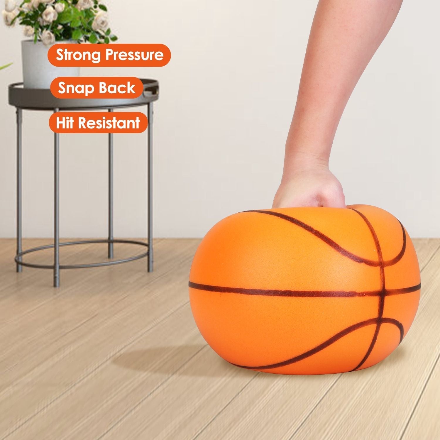 Silent Basketball with Ball Hoop Foam Bouncing Silent Basketball Uncoated High Density Foam Ball Indoor Low Noise Training Ball - Renee Lane Company