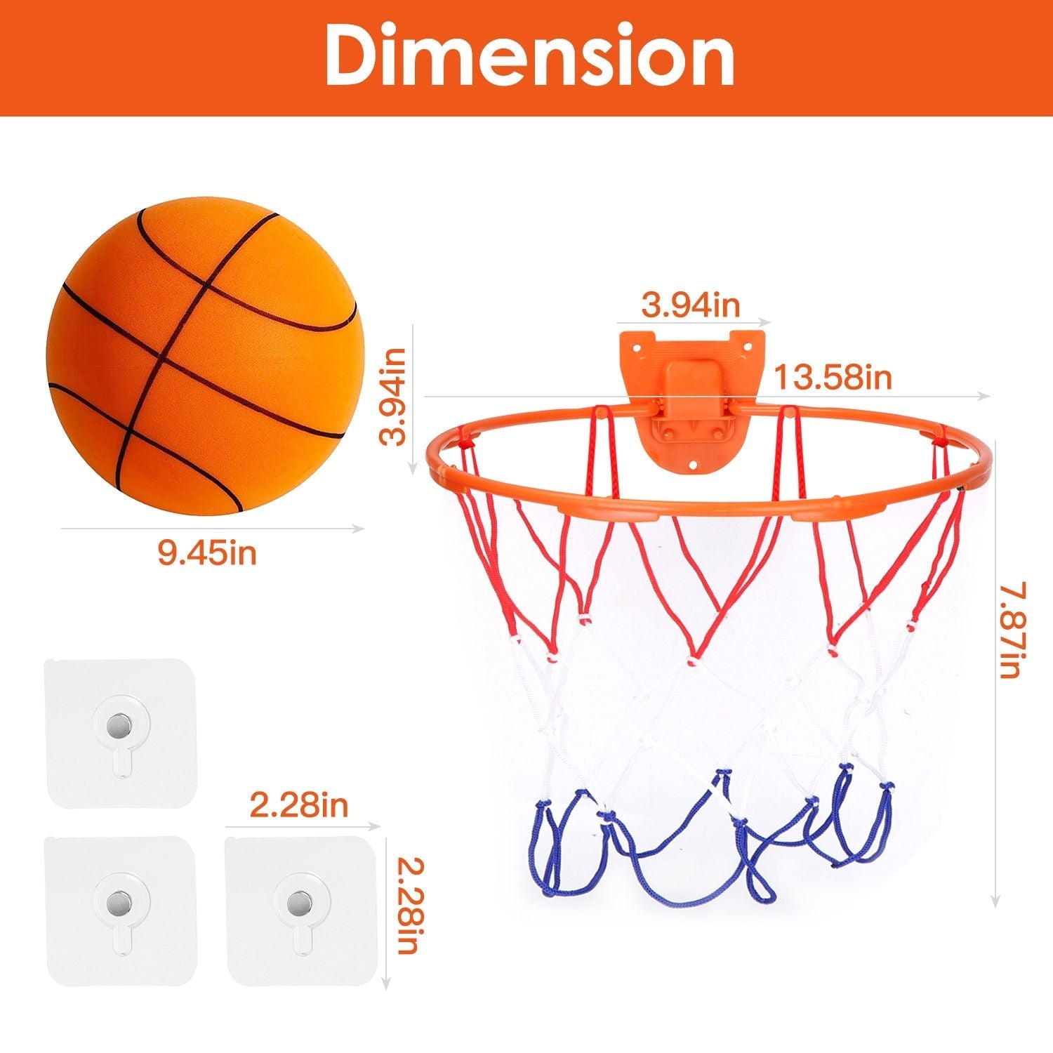 Silent Basketball with Ball Hoop Foam Bouncing Silent Basketball Uncoated High Density Foam Ball Indoor Low Noise Training Ball - Renee Lane Company