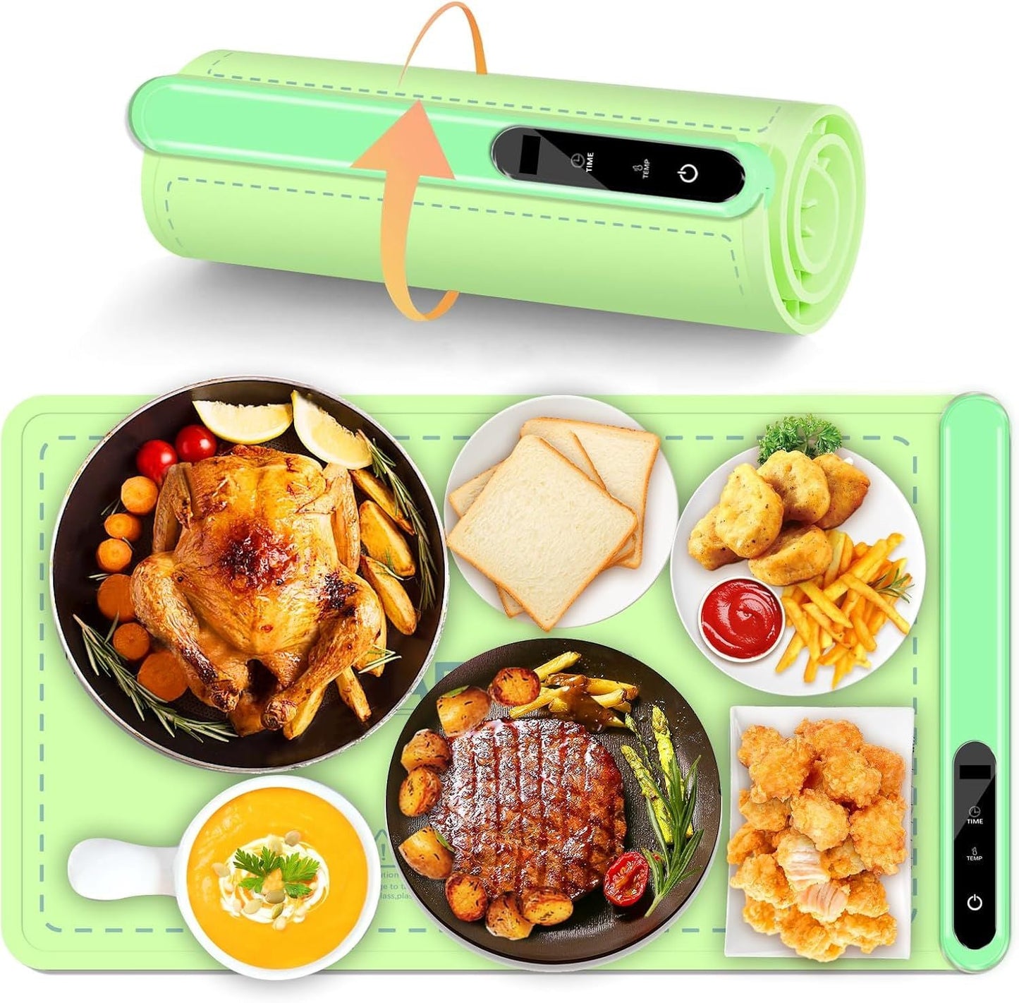 Silicone Electric Roll Up Heating Tray Food Warmers Mat Portable Hot Plates to Keep Food Warm - Renee Lane Company