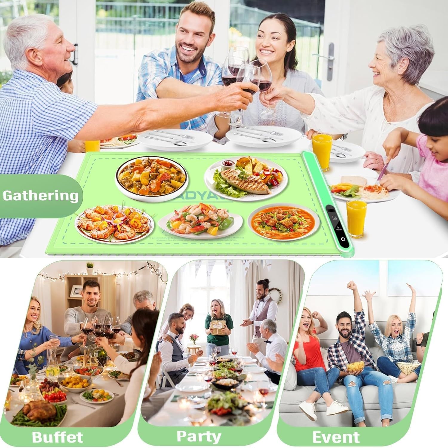 Silicone Electric Roll Up Heating Tray Food Warmers Mat Portable Hot Plates to Keep Food Warm - Renee Lane Company