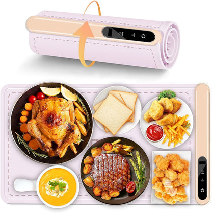 Silicone Electric Roll Up Heating Tray Food Warmers Mat Portable Hot Plates to Keep Food Warm - Renee Lane Company