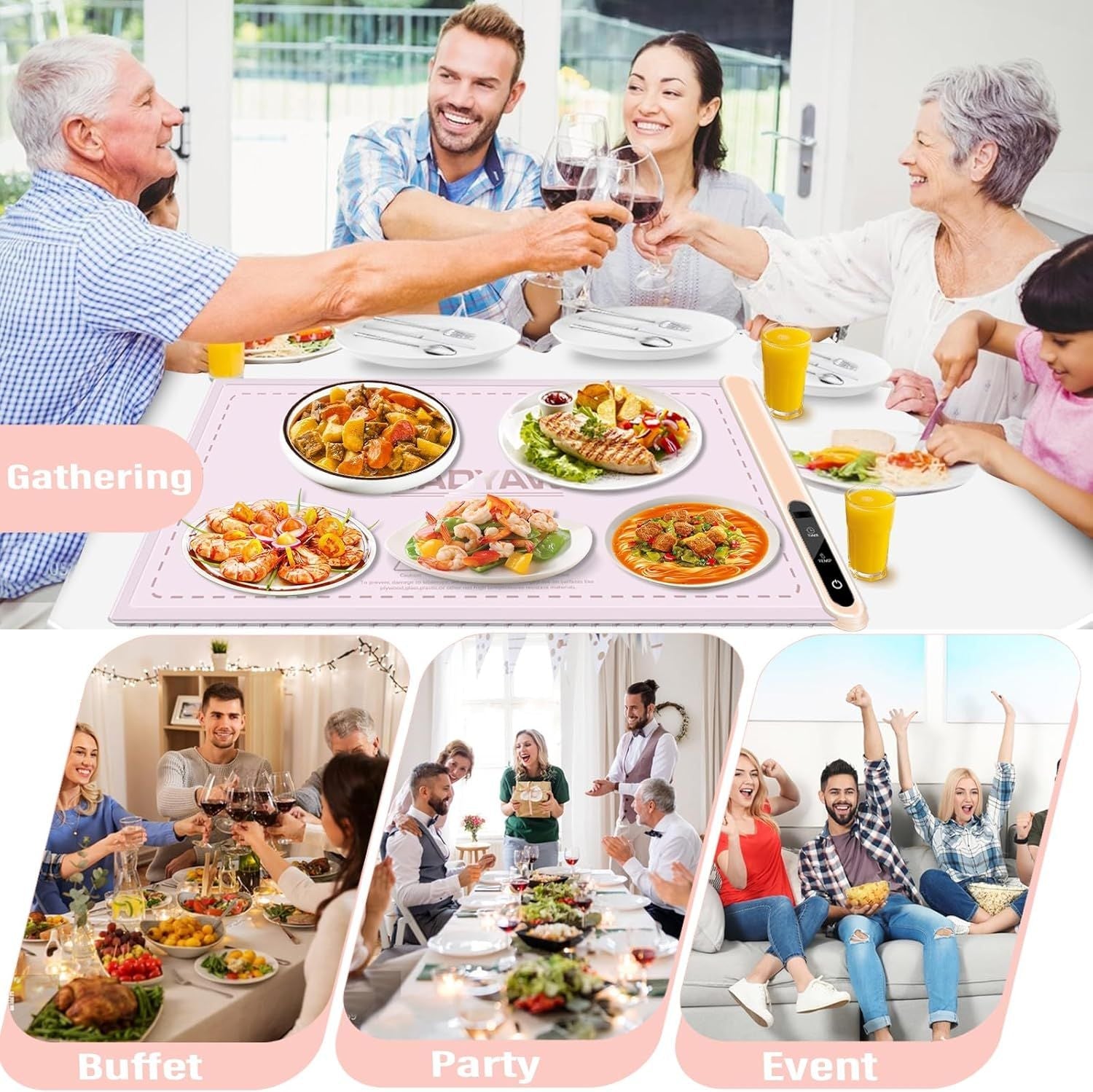 Silicone Electric Roll Up Heating Tray Food Warmers Mat Portable Hot Plates to Keep Food Warm - Renee Lane Company