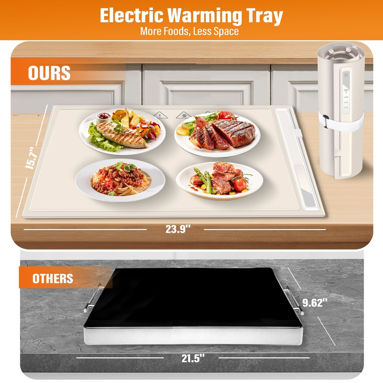 Silicone Electric Roll Up Heating Tray Food Warmers Mat Portable Hot Plates to Keep Food Warm - Renee Lane Company