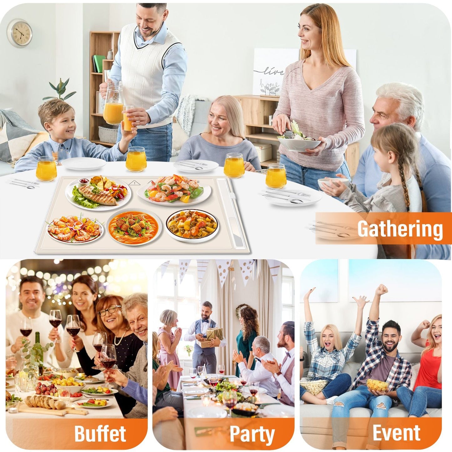 Silicone Electric Roll Up Heating Tray Food Warmers Mat Portable Hot Plates to Keep Food Warm - Renee Lane Company