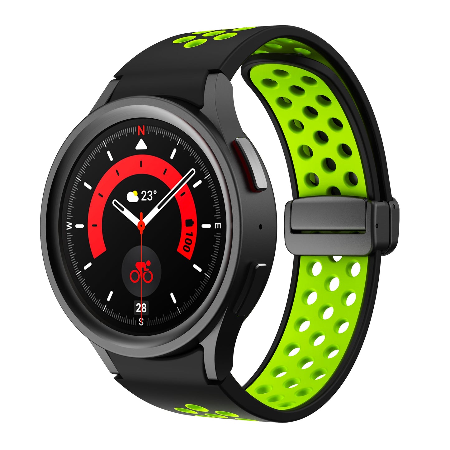 Silicone No Gap Watch Band Compatible with Samsung Galaxy Watch 5 Pro 45mm/Galaxy Watch 5 44mm 40mm/Watch 4 44mm 40mm/Watch 4 Classic 42mm 46mm Adjustable Magnetic Folding Clasp Sport Watch Strap - Renee Lane Company
