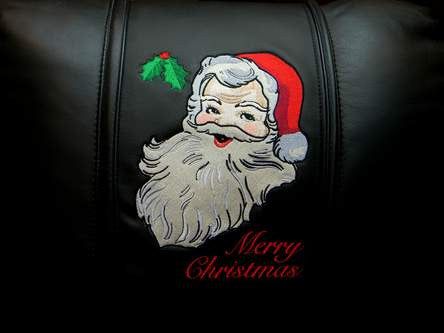 Silver Loveseat with Santa Claus Merry Christmas Logo - Renee Lane Company