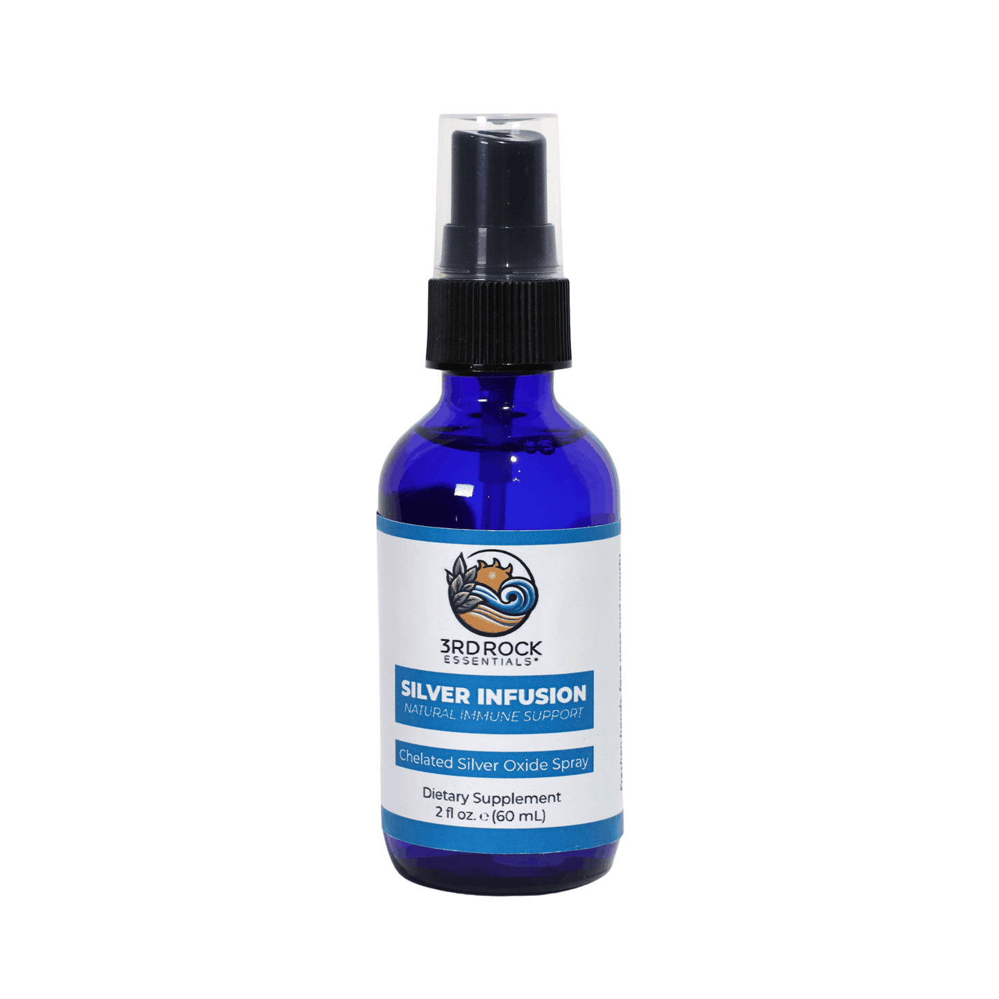 3RDRock Essentials silver infusion chelated silver oxide spray bottle, 2 oz
