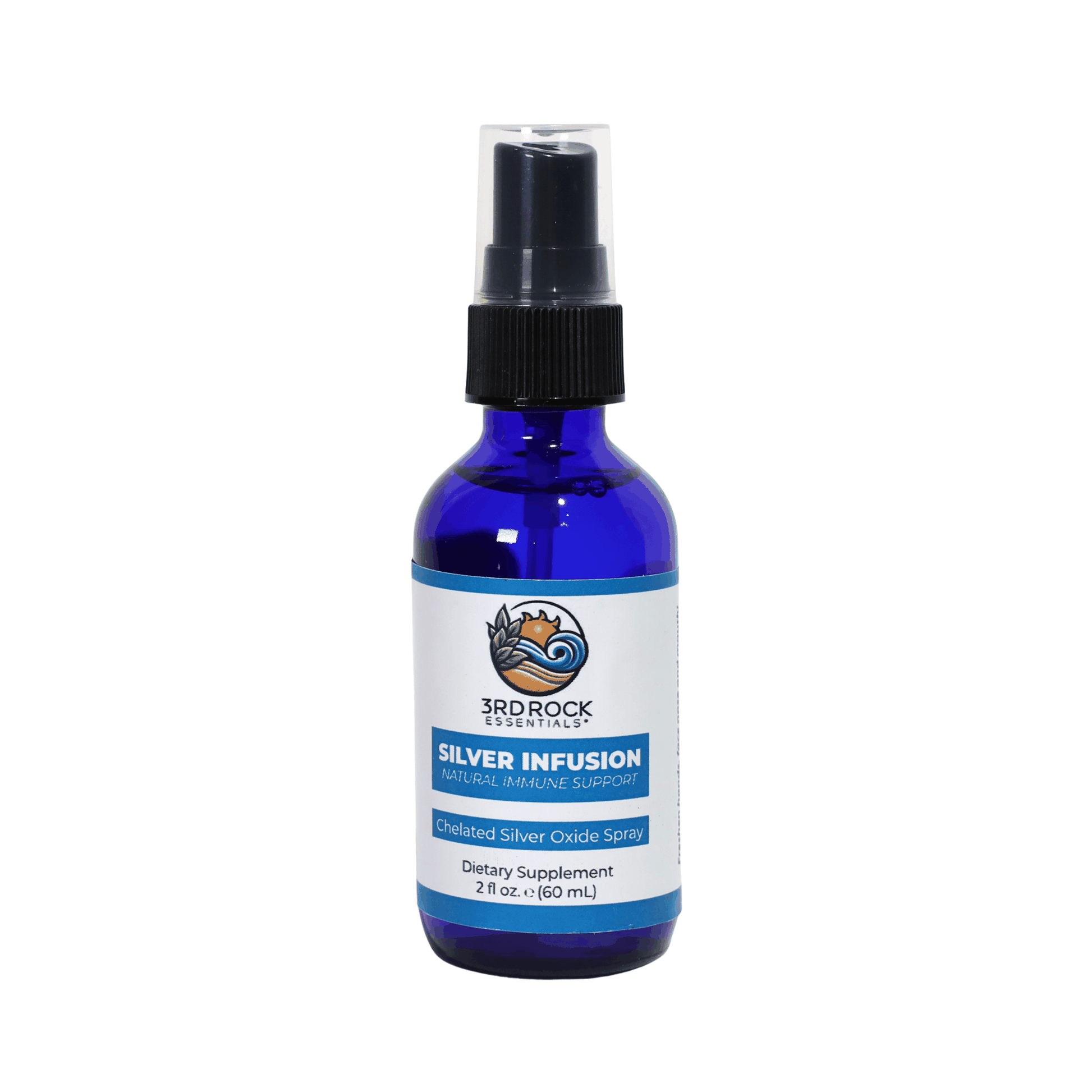 3RDRock Essentials silver infusion chelated silver oxide spray bottle, 2 oz