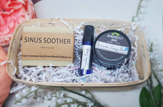 Sinus Help Care Package | Gift Bundle | Vapor Rub | Breathe Easy Natural Sinus Relief | Sinus Soother Handmade Soap | Organic Man woman Gift - Renee Lane Company