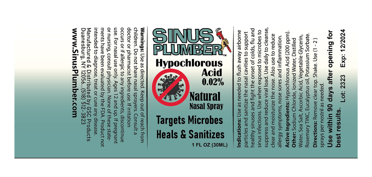 Sinus Plumber Hypochlorous Nasal Spray | Cold & Flu Support - Renee Lane Company