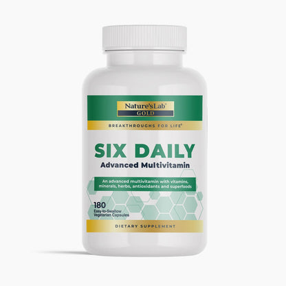 Nature's Lab Gold Six Daily advanced multivitamin bottle, 180 capsules