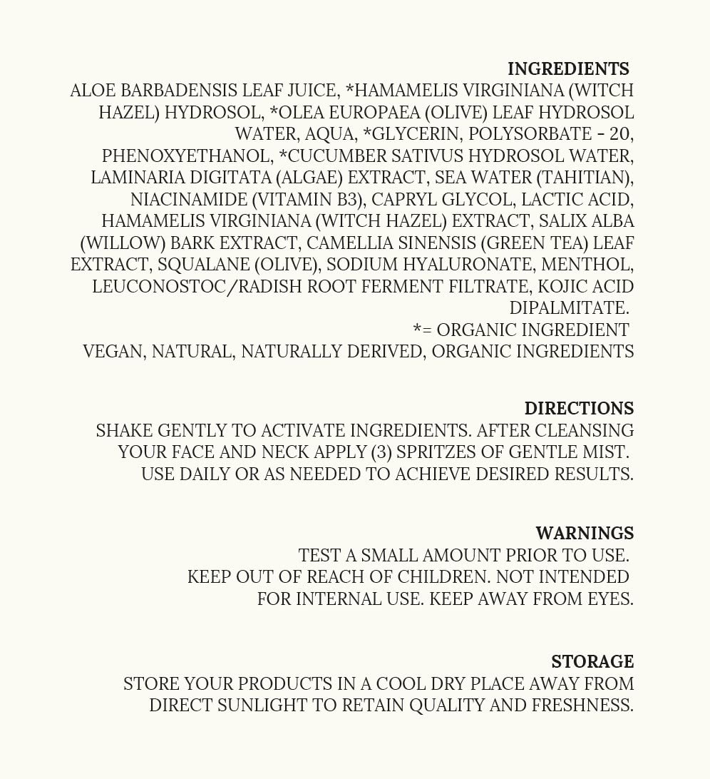 Back label with ingredients, directions, warnings, and storage text