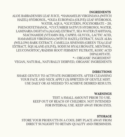 Back label with ingredients, directions, warnings, and storage text