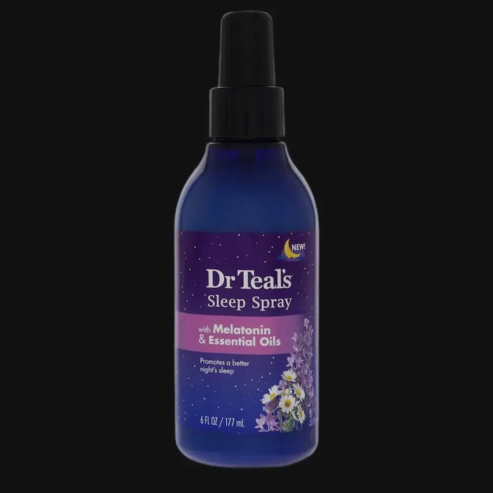 Dr Teal's Sleep Spray bottle with melatonin & essential oils, blue, black pump
