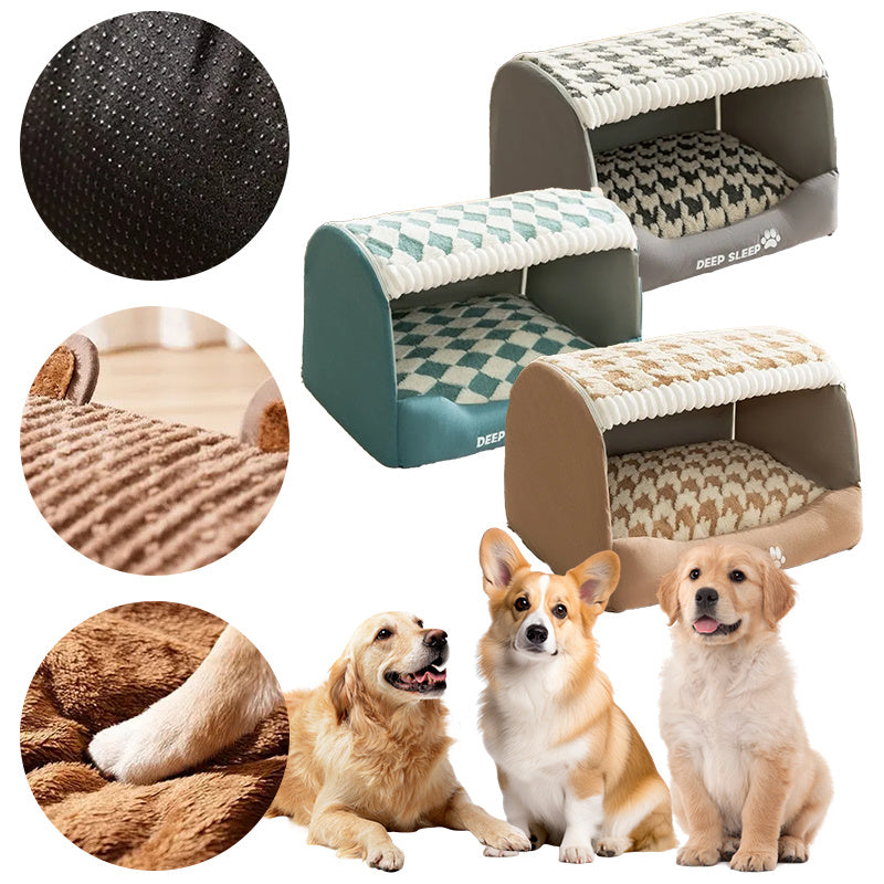 Small Dog Three-dimensional Bear Curved Room Kennel Removable Nest Warm Enclosed Cave Sofa Pets Supplies - Renee Lane Company