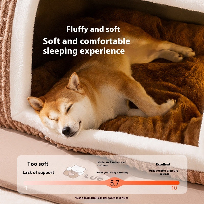 Small Dog Three-dimensional Bear Curved Room Kennel Removable Nest Warm Enclosed Cave Sofa Pets Supplies - Renee Lane Company