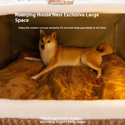 Small Dog Three-dimensional Bear Curved Room Kennel Removable Nest Warm Enclosed Cave Sofa Pets Supplies - Renee Lane Company