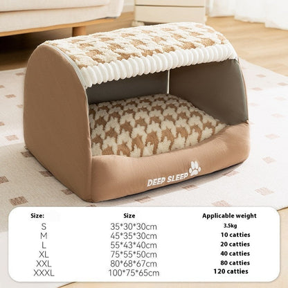 Small Dog Three-dimensional Bear Curved Room Kennel Removable Nest Warm Enclosed Cave Sofa Pets Supplies - Renee Lane Company