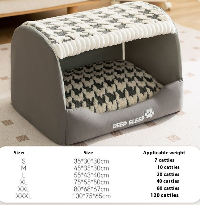 Small Dog Three-dimensional Bear Curved Room Kennel Removable Nest Warm Enclosed Cave Sofa Pets Supplies - Renee Lane Company