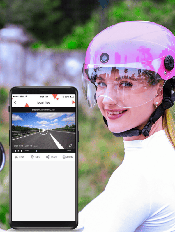 Smart Bluetooth motorcycle helmet. (1920x1080P motion camera (front / back), 64GB (16h) loop video, BT5.2+BLE4.2 Bluetooth, 2x0.5W voice control, phone, message, GPS, MP3) - Renee Lane Company
