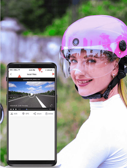 Smart Bluetooth motorcycle helmet. (1920x1080P motion camera (front / back), 64GB (16h) loop video, BT5.2+BLE4.2 Bluetooth, 2x0.5W voice control, phone, message, GPS, MP3) - Renee Lane Company