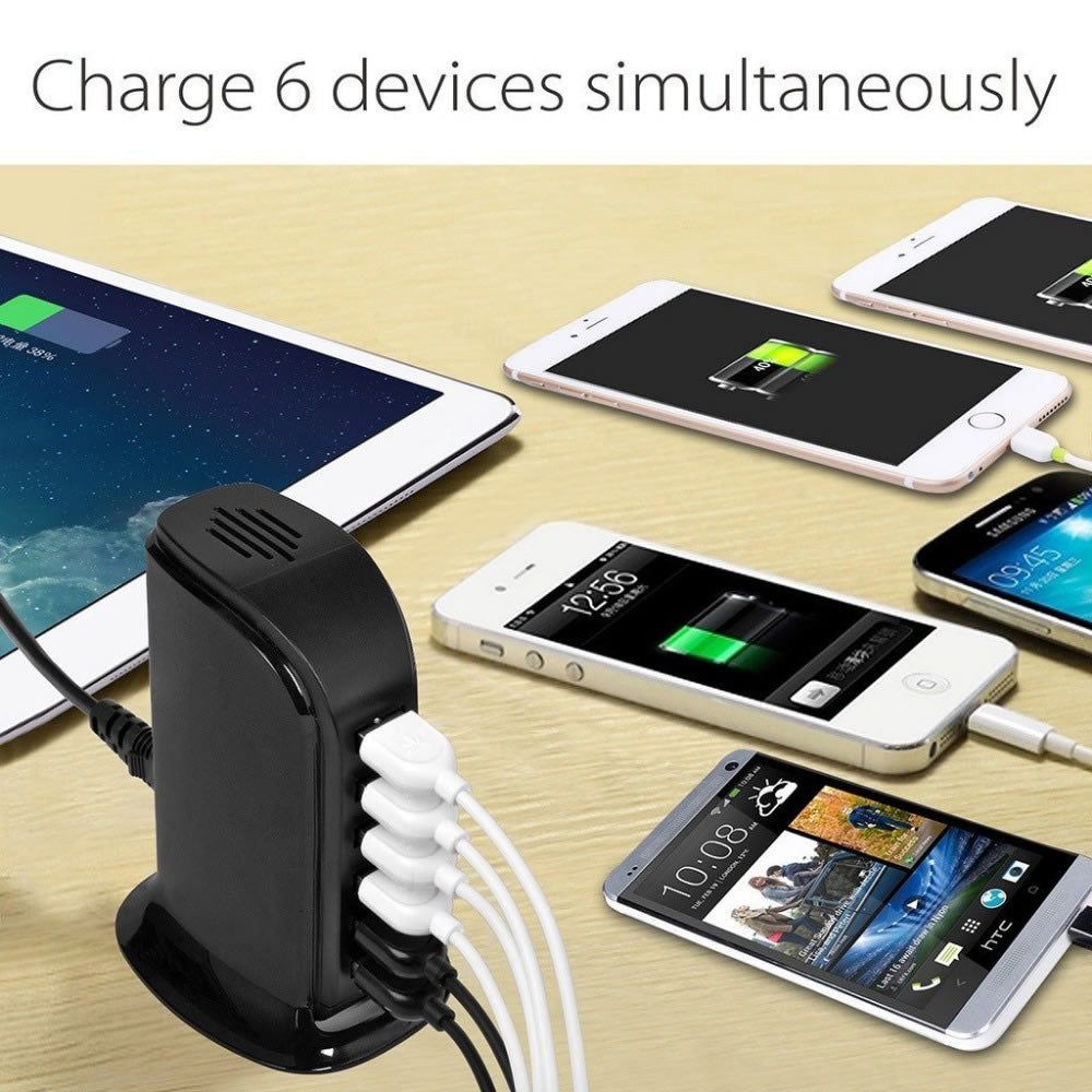 Smart Power 6 USB Colorful Tower for Every Desk at Home or Office charge any Gadget - Renee Lane Company