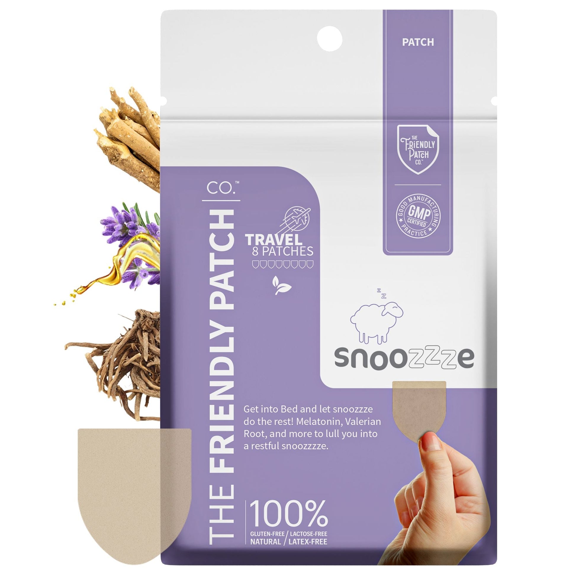 Snooze Melatonin Sleep Patches: Ashwagandha, Magnesium BHB, Valerian root Travel 8 Pack - Renee Lane Company