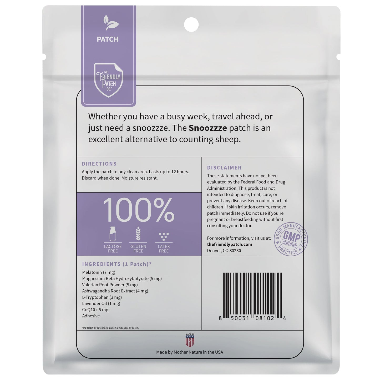 Snooze Sleep Patches: Melatonin, Ashwagandha & Magnesium - 28 Patches - Renee Lane Company