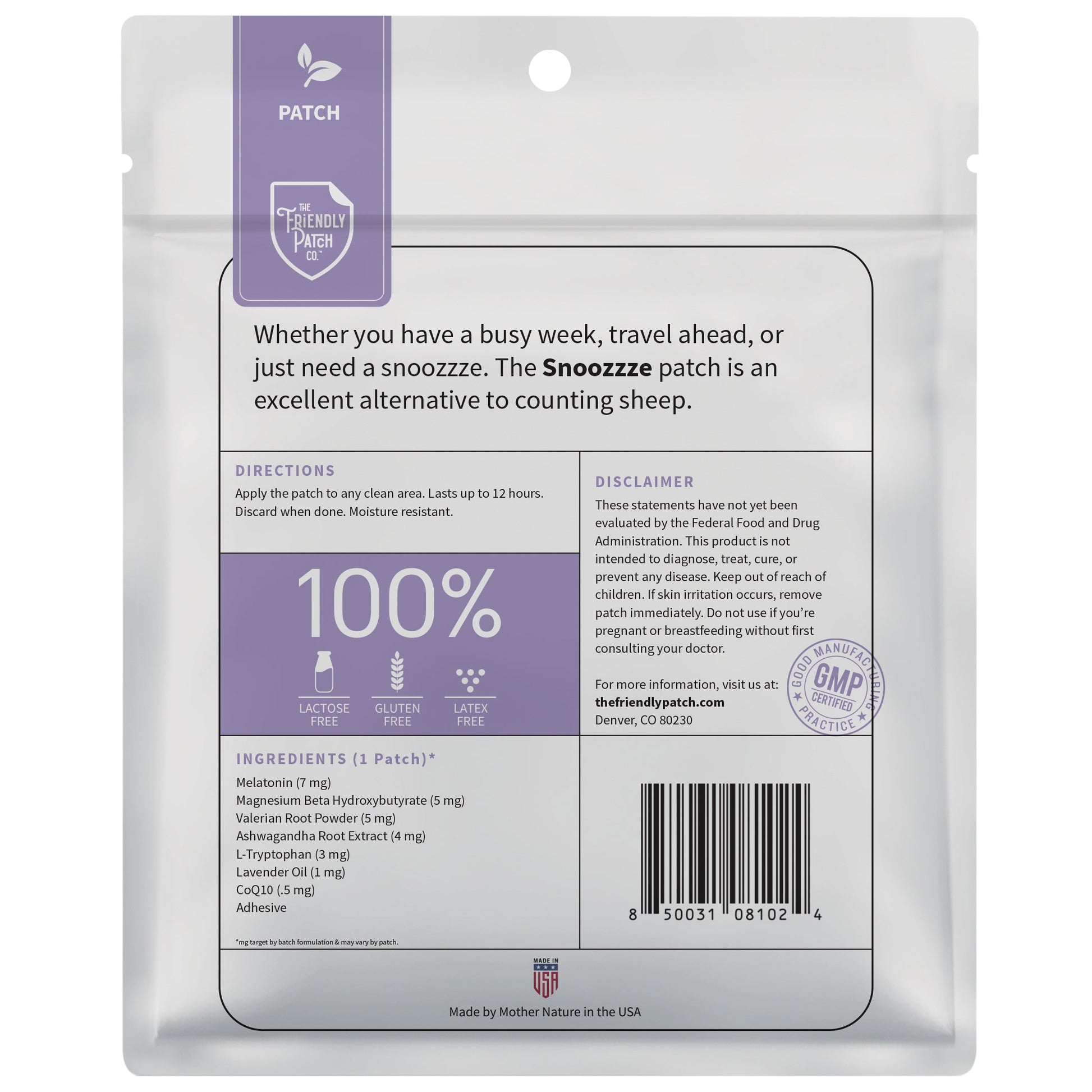 Snooze Sleep Patches: Melatonin, Ashwagandha & Magnesium - 28 Patches - Renee Lane Company