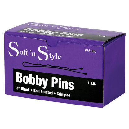 Soft 'N Style 2" Black Bobby Pins - 1lb - Renee Lane Company