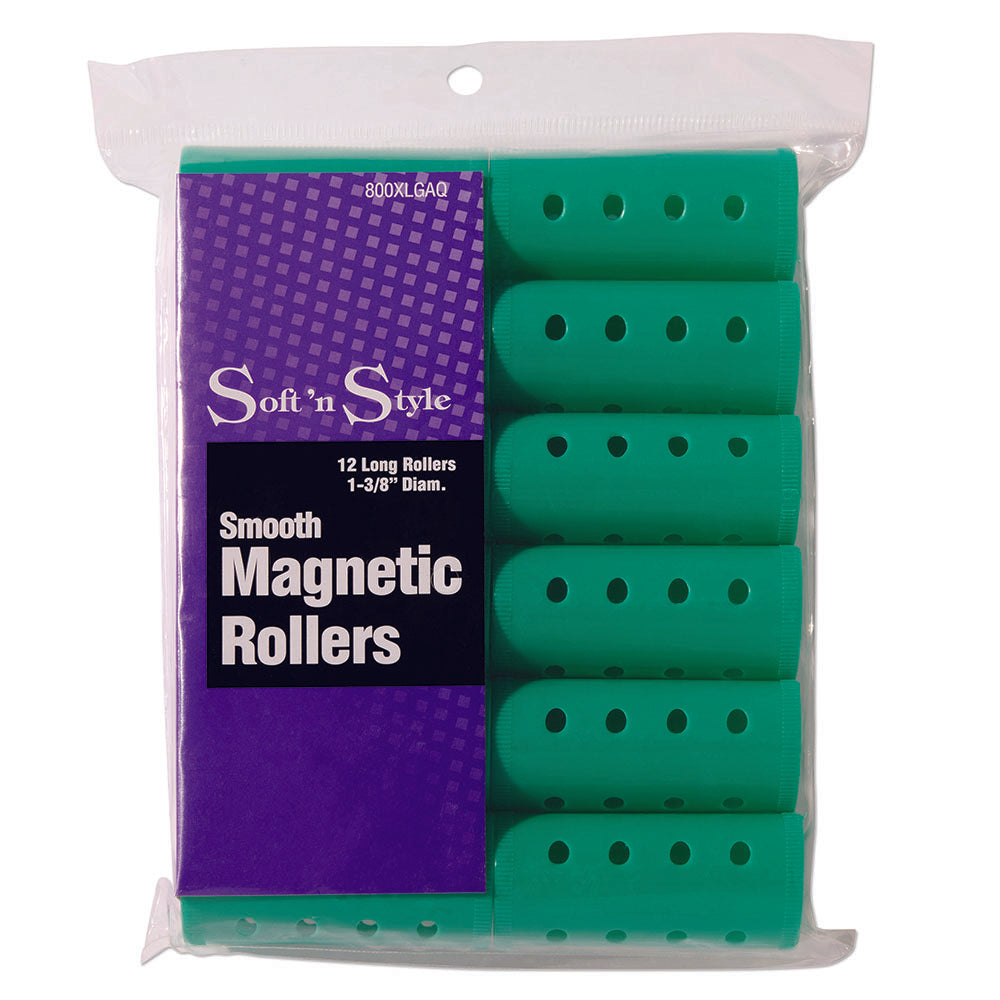 Soft 'N Style Smooth Magnetic Hair Rollers - Long Aqua - Renee Lane Company