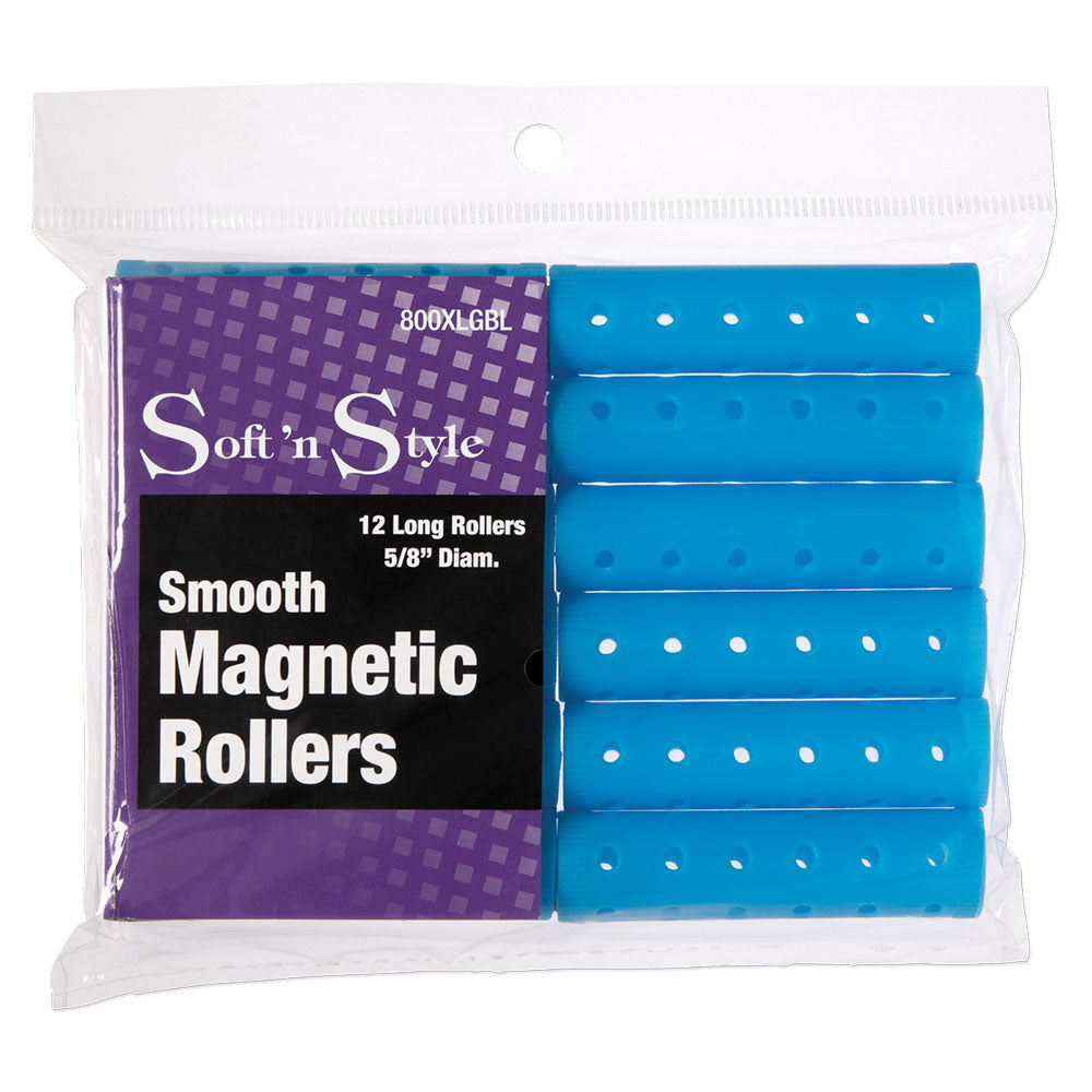 Soft 'N Style Smooth Magnetic Hair Rollers - Long Blue - Renee Lane Company