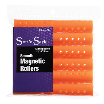 Soft 'N Style Smooth Magnetic Hair Rollers - Long Orange - Renee Lane Company