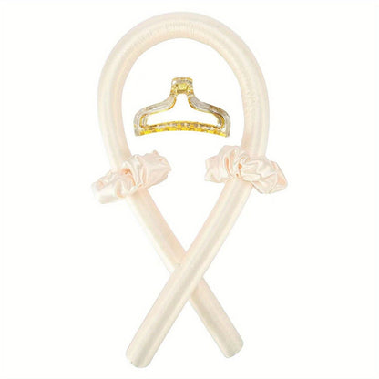 Soft Rubber Sleeping Curls Headband with Hair Clips and Scrunchie - No Heat Curls Ribbon for Lazy Hair Care - Renee Lane Company