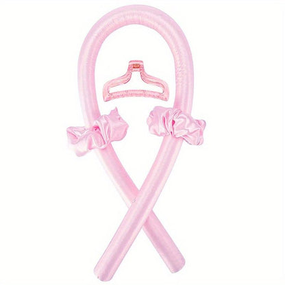 Soft Rubber Sleeping Curls Headband with Hair Clips and Scrunchie - No Heat Curls Ribbon for Lazy Hair Care - Renee Lane Company