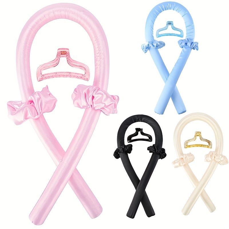 Soft Rubber Sleeping Curls Headband with Hair Clips and Scrunchie - No Heat Curls Ribbon for Lazy Hair Care - Renee Lane Company