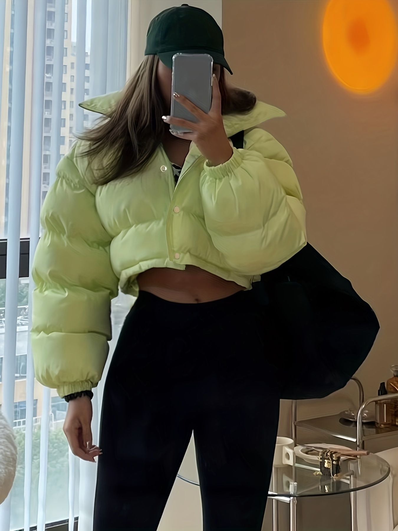Solid Full Zipper Crop Coat, Warm Stand Collar Lightweight Coat, Outerwear For Fall & Winter, Women's Clothing - Renee Lane Company