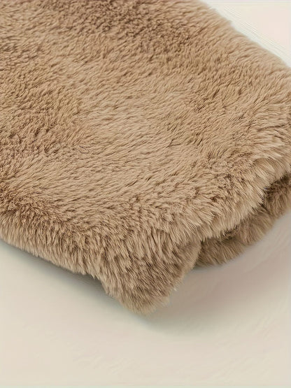 Solid Zip Up Fuzzy Coat, Casual Long Sleeve Lapel Outwear, Women's Clothing - Renee Lane Company