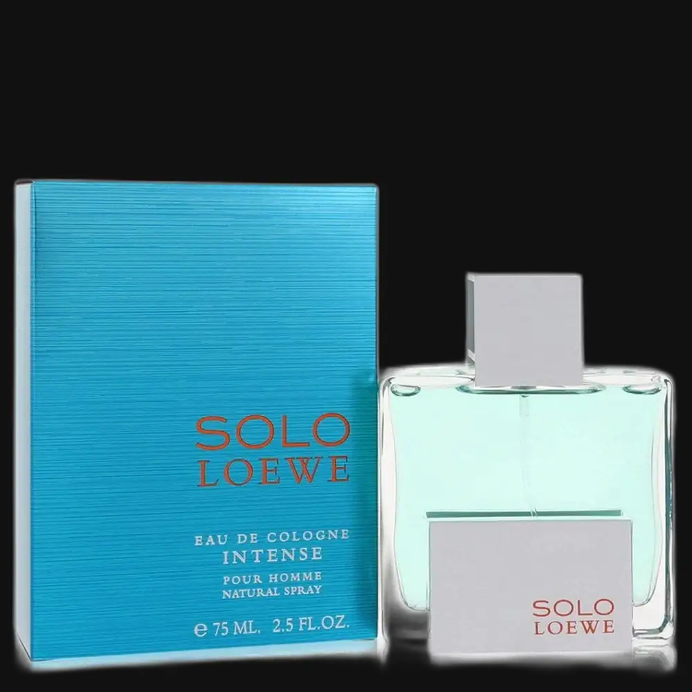 Loewe men's eau de cologne set: teal box and clear glass bottle with cap