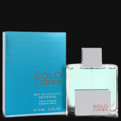Loewe men's eau de cologne set: teal box and clear glass bottle with cap
