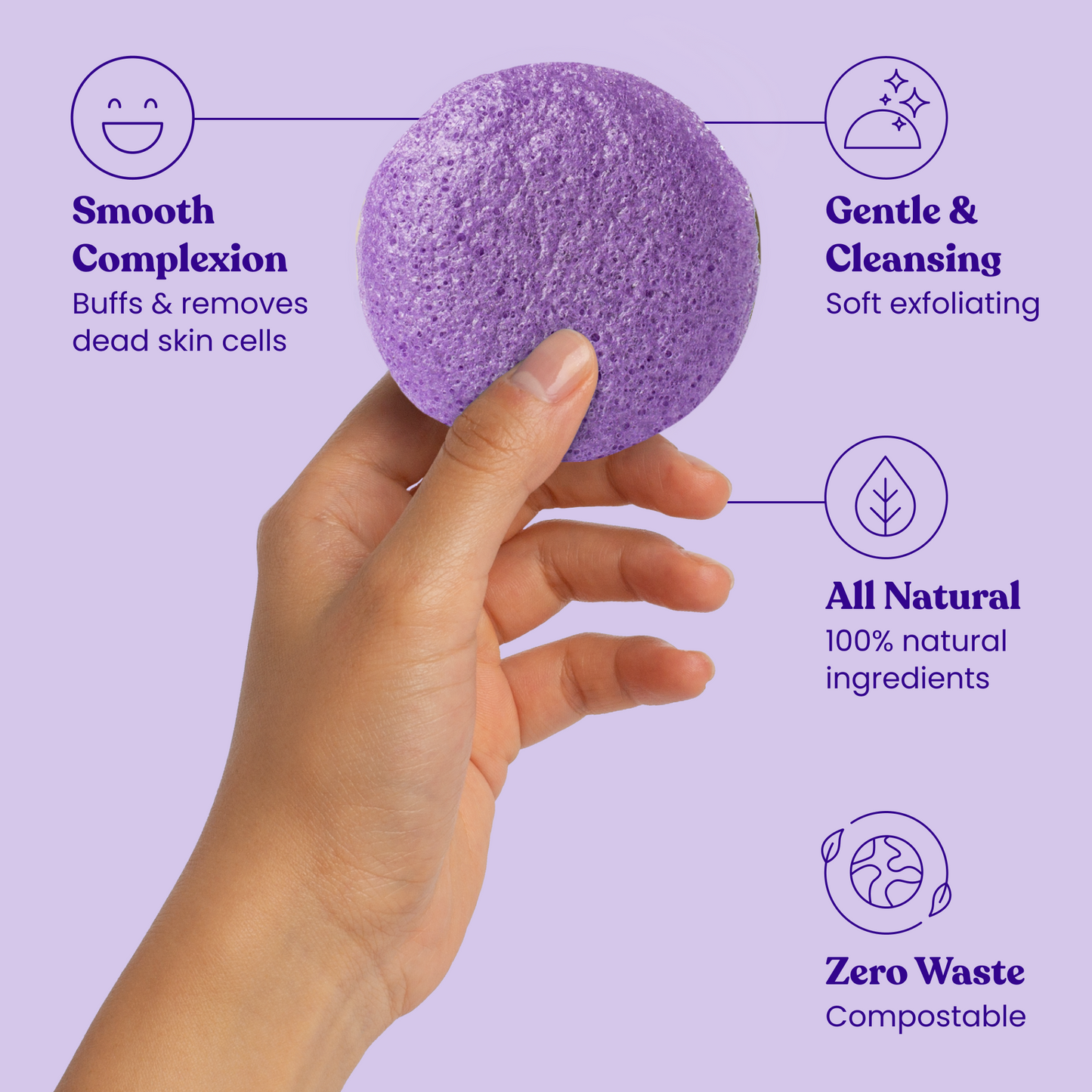 Soothing Lavender Facial Cleansing Sponge 5pk - Renee Lane Company