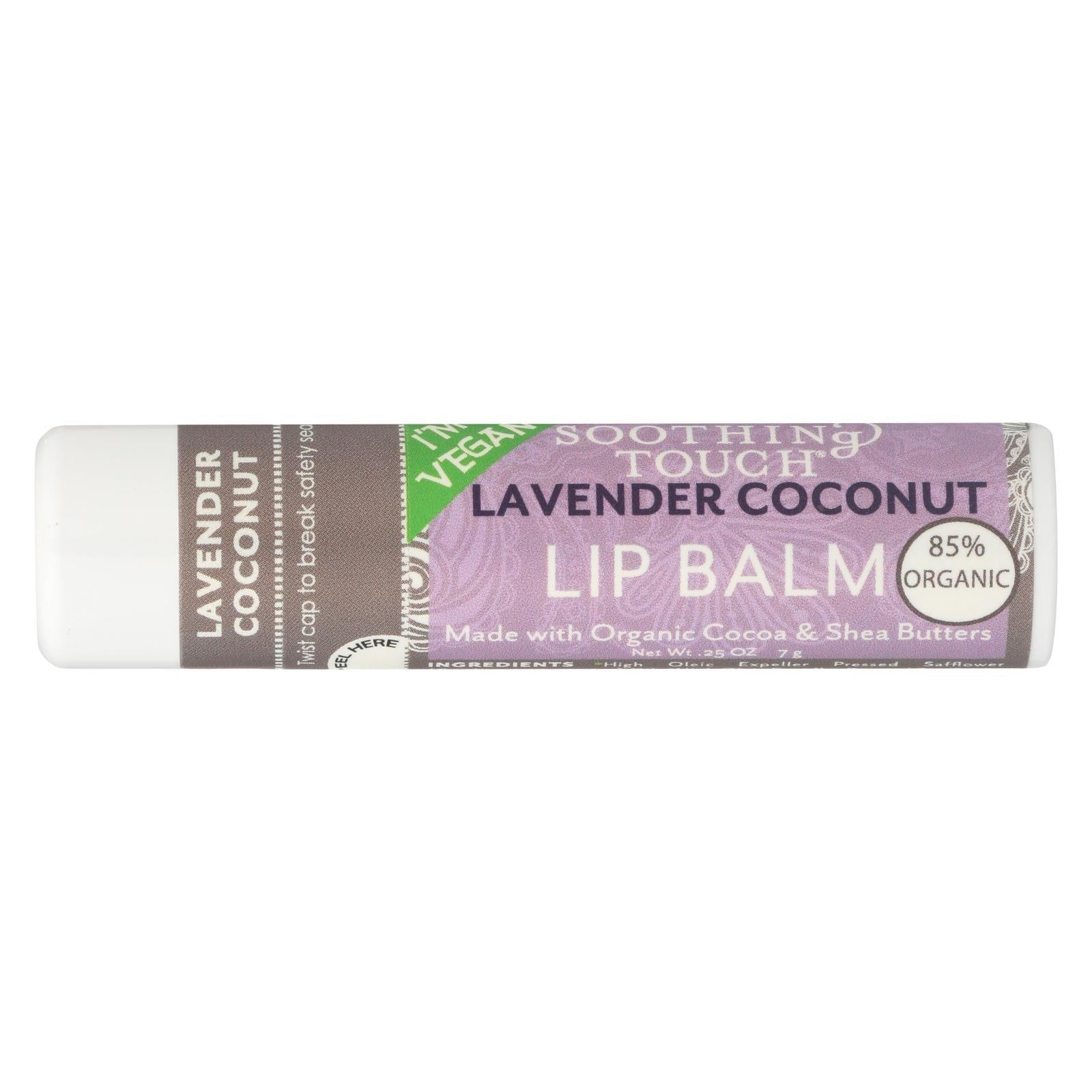 Soothing Touch Lavender Coconut Vegan Lip Balm - Case Of 12 - .25 Oz - Renee Lane Company