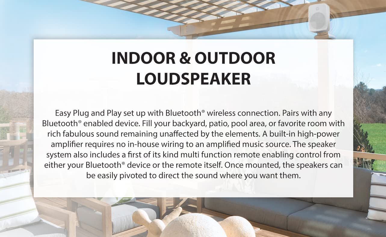 SoundPro Dual Bluetooth Weatherproof Indoor & Outdoor Wall-Mount Loudspeakers - Renee Lane Company