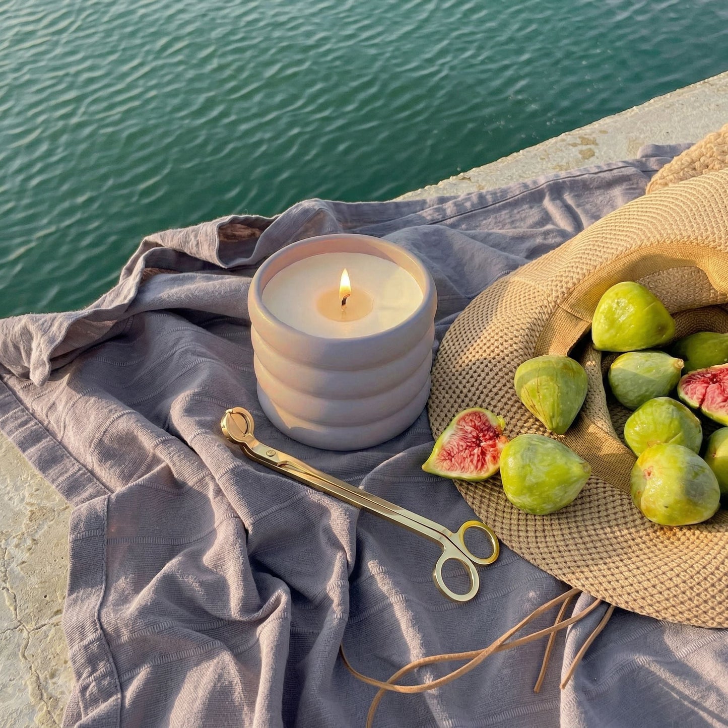 Soy Wax Ceramic Candle & Wick Trimmer Set - Renee Lane Company
