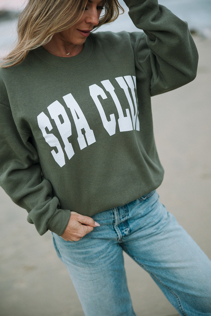 Spa Club Crew Neck Sweatshirt | Lucky Owl - Renee Lane Company